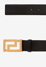 Versace Greca Buckle Leather Belt Black 1013861 DVTP1-1B00V