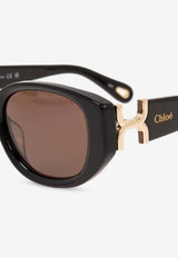 Chloé Marcie Oval-Frame Sunglasses Gray CH0237SK 0-001