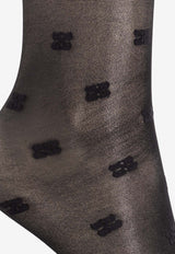 GANNI Monogrammed Knee-High Socks Black A5535 5896-099