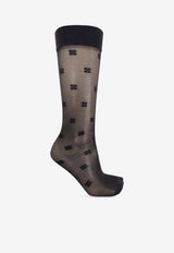 GANNI Monogrammed Knee-High Socks Black A5535 5896-099