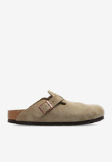 Birkenstock Boston Buckle Suede Slides Taupe 60461 0-TAUPE