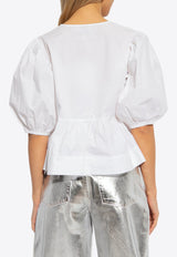 GANNI Poplin Blouse with Bows White F7364 6479-151