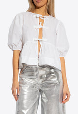 GANNI Poplin Blouse with Bows White F7364 6479-151