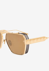 Balmain Premier Aviator Sunglasses Gold BPS-155C-61 0-0