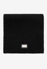 Dolce & Gabbana Logo Plaque Wool Scarf Black GXK64T JEMQ5-N0000