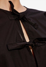 GANNI Puff-Sleeved Mini Dress with Bows Black F9005 6479-099