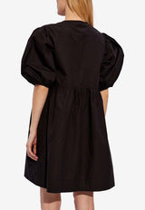 GANNI Puff-Sleeved Mini Dress with Bows Black F9005 6479-099