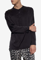 Tom Ford Long-Sleeved Silk Pajama Top Gray T4H161010 0-202