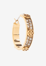 Tory Burch Small Miller Rhinestone Hoop Earrings Gold 153688 0-783