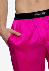 Tom Ford Logo Waistband Silk Pajama Pants Pink T4H201010 0-672