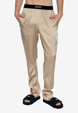 Tom Ford Logo Waistband Silk Pajama Pants Beige T4H201010 0-252