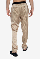 Tom Ford Logo Waistband Silk Pajama Pants Beige T4H201010 0-252
