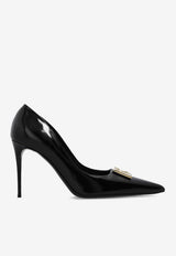 Dolce & Gabbana Lollo 90 DG Logo Patent Leather Pumps Black CD1815 A1037-80999