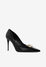 Dolce & Gabbana Lollo 90 DG Logo Patent Leather Pumps Black CD1815 A1037-80999