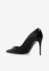 Dolce & Gabbana Lollo 90 DG Logo Patent Leather Pumps Black CD1815 A1037-80999