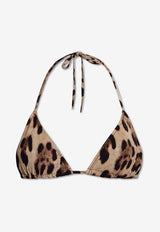 Dolce & Gabbana Leopard Print Triangle Bikini Top Brown O1A00J ONO11-HY13M
