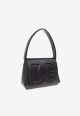 Dolce & Gabbana Embossed DG Logo Leather Shoulder Bag Black BB7553 AW576-80999
