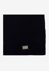 Dolce & Gabbana Logo Plaque Wool Scarf Navy GXK64T JEMQ5-B1622