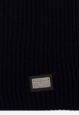 Dolce & Gabbana Logo Plaque Wool Scarf Navy GXK64T JEMQ5-B1622
