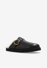 Moncler Bell Leather Mules Black I209B4M00110 M3596-999
