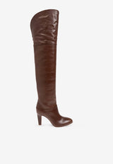 Chloé Eve 85 Over-the-Knee Leather Boots Brown CHC24W03P OO-25E