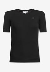 GANNI Embroidered Logo T-shirt Black T4012 3675-099