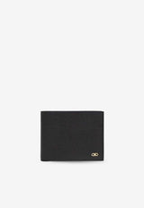 Ferragamo Gancini Leather Bi-Fold Wallet Black 661457 MICRO GANCIO 775650-NERO