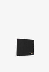 Ferragamo Gancini Leather Bi-Fold Wallet Black 661457 MICRO GANCIO 775650-NERO