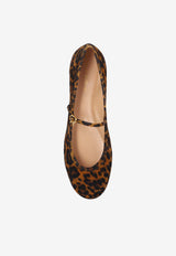 Gianvito Rossi Carla Leopard Print Ballet Flats Brown G22223 05GOM-CMDALLP