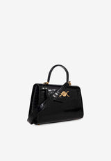 Versace Medusa '95 Croc-Embossed Leather Handbag Black 1013823 1A08724-1B00V