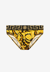 Versace Barocco Jacquard Swimming Briefs Yellow 1001383 1A11188-5B010