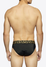 Versace Greca Border Swimming Briefs Black ABU01025 1A11119-A80G