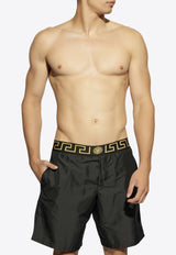 Versace Greca Border Swim Shorts Black KĄPIELOWE ABU01023 1A11120-A80G
