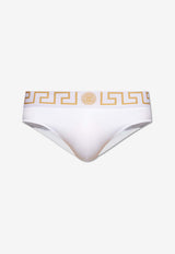 Versace Greca Border Swimming Briefs White ABU01025 1A11119-2W110