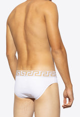 Versace Greca Border Swimming Briefs White ABU01025 1A11119-2W110