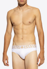 Versace Greca Border Swimming Briefs White ABU01025 1A11119-2W110