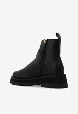 Jimmy Choo Meena Leather Ankle Boots Black MEENA FLAT SQM-BLACK