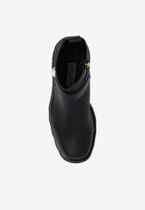 Jimmy Choo Meena Leather Ankle Boots Black MEENA FLAT SQM-BLACK