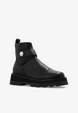 Jimmy Choo Meena Leather Ankle Boots Black MEENA FLAT SQM-BLACK