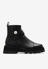 Jimmy Choo Meena Leather Ankle Boots Black MEENA FLAT SQM-BLACK