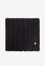 Versace Medusa Ribbed Knit Wool Scarf Black 1014176 1A09351-1B000