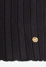 Versace Medusa Ribbed Knit Wool Scarf Black 1014176 1A09351-1B000