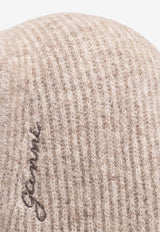 GANNI Wool Tied Balaclava Snood Beige A5983 5840-859