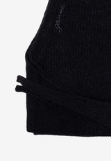 GANNI Wool Tied Balaclava Snood Black A6223 5840-099