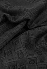 Ferragamo Monogram Jacquard Silk Scarf Gray 520121 ST MONOSTR 776153-NERO
