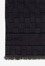 Ferragamo Monogram Jacquard Silk Scarf Navy 520121 ST MONOSTR 776150-DARK NAVY