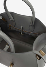 Ferragamo Medium Hug Calfskin Shoulder Bag Gray 215608 HUG TH S 775279-ASH GREY