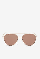 McQueen Aviator Metal Sunglasses Brown 810719 I3330-7024