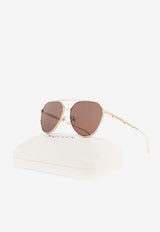 McQueen Aviator Metal Sunglasses Brown 810719 I3330-7024