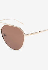 McQueen Aviator Metal Sunglasses Brown 810719 I3330-7024